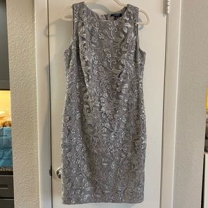 LAUREN by Ralph Lauren silver beaded shift dress